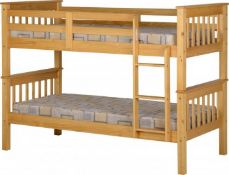 Brand New Boxed 3'0 (Single) Solid Pine Bunk Beds In Oak Colour