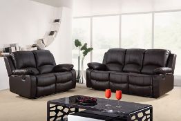 Brand New Boxed 3 Seater Plus 2 Seater Supreme Brown Leather Reclining Sofas