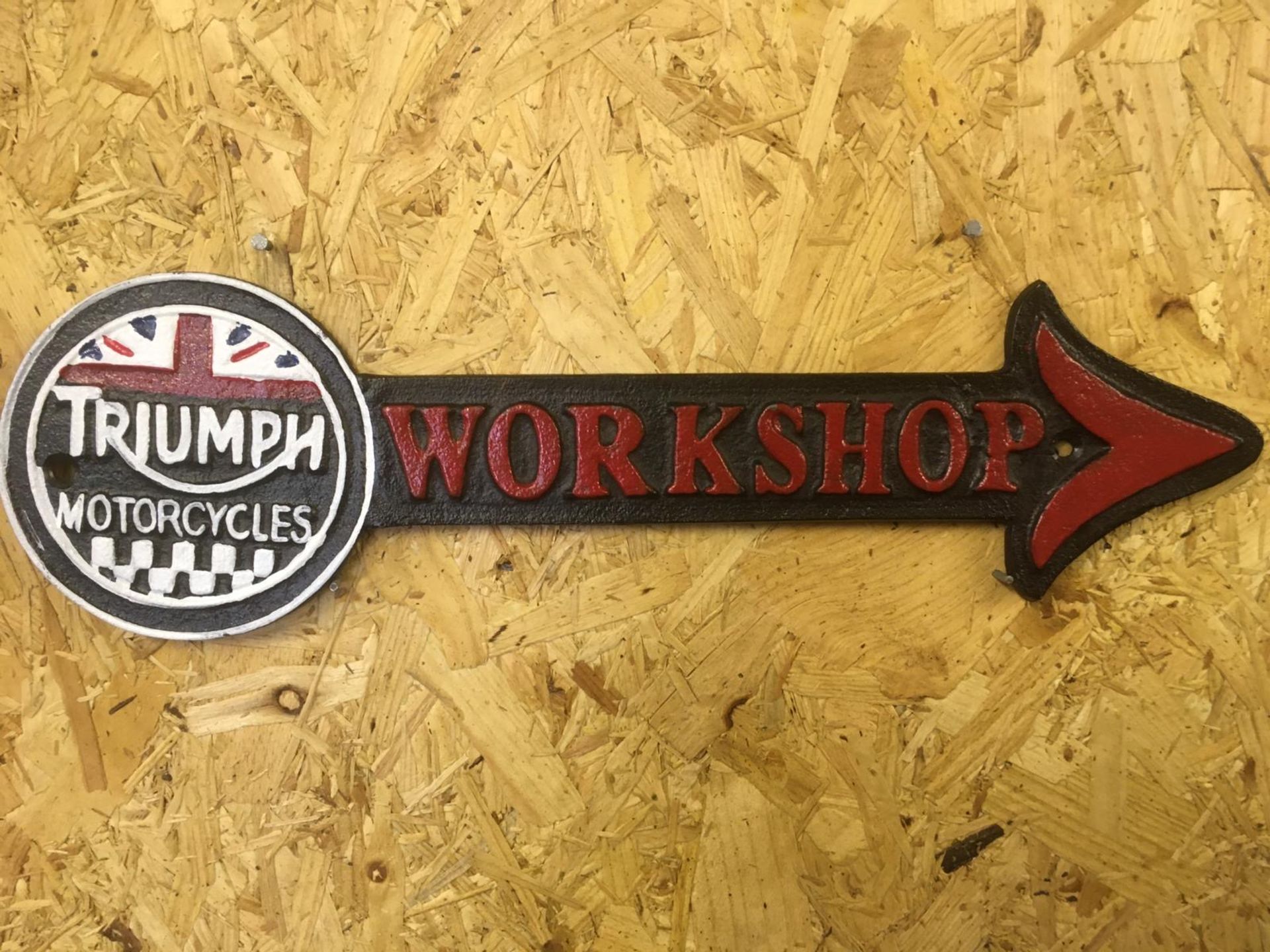 Triumph Motorcycles Workshop Arrow Wall Plaque