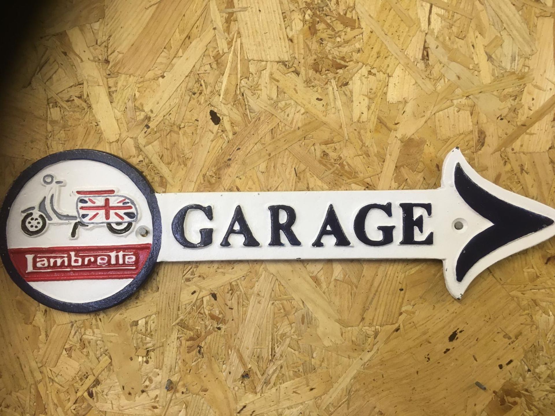 Lambretta Garage Arrow Wall Plaque