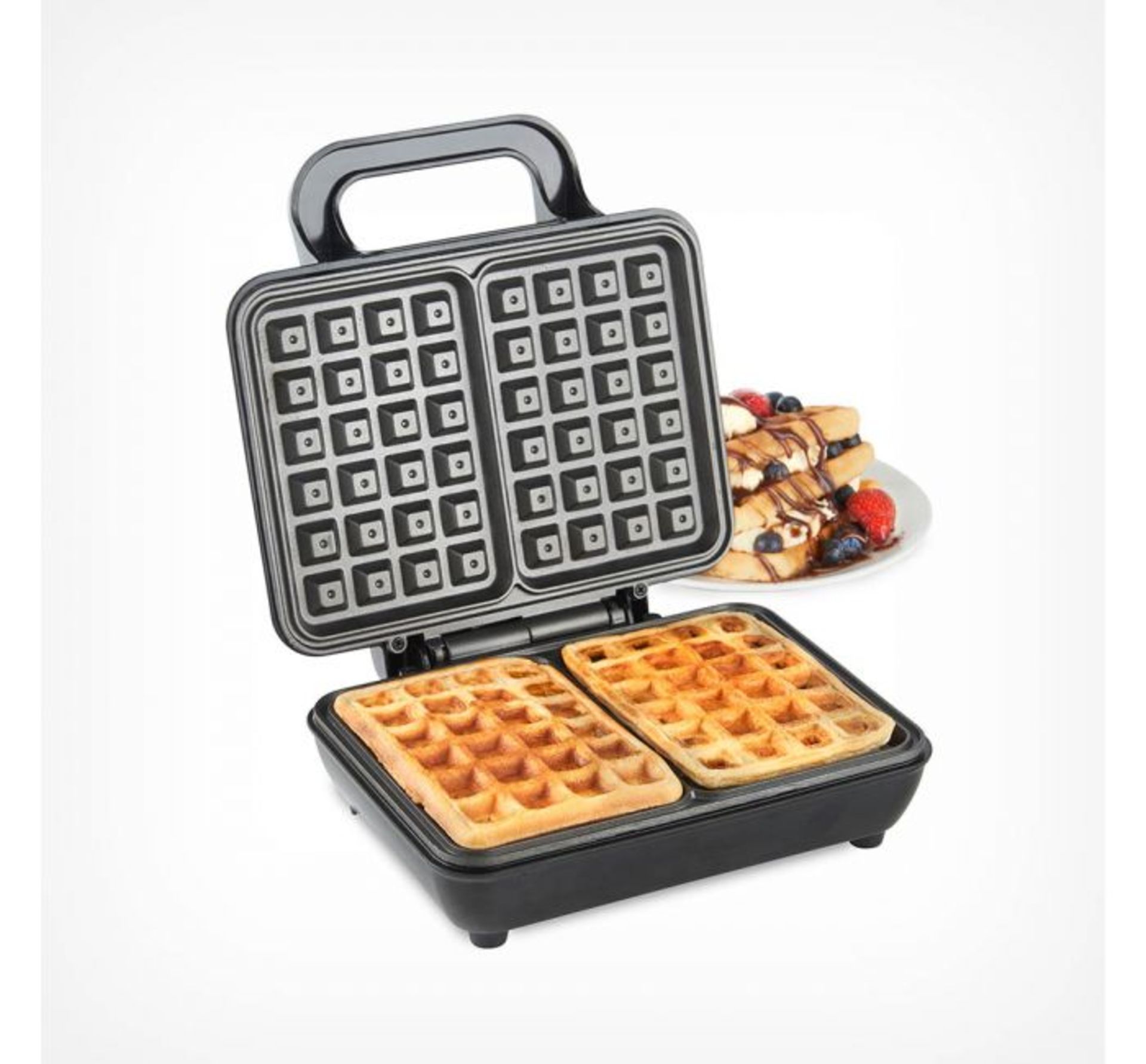 (HZ44) Dual Belgian Waffle Maker Golden brown or light and fluffy whip up two delicious waffle... - Image 2 of 3