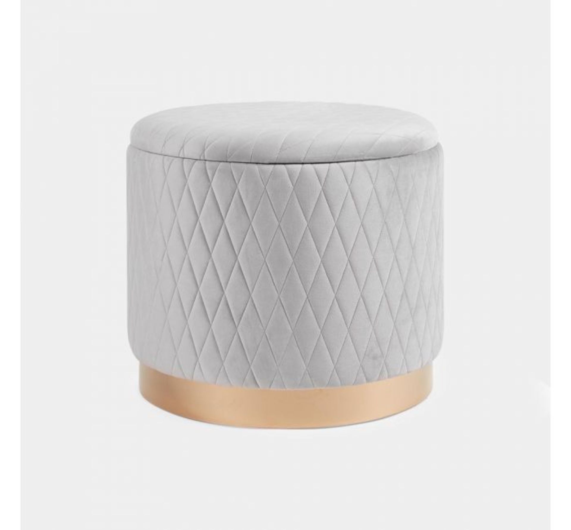 (HZ128) Quilted Storage Stool. As gorgeous to look at as it is to sink into, the plush grey vel... - Image 2 of 3