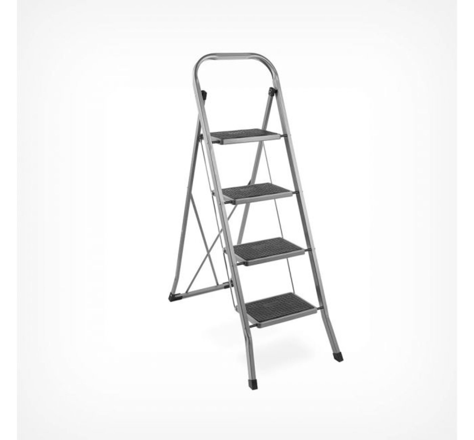 (HZ117) 4 Step Steel Ladder Distributes weight evenly for total stability Top hand rail and a... - Image 2 of 3