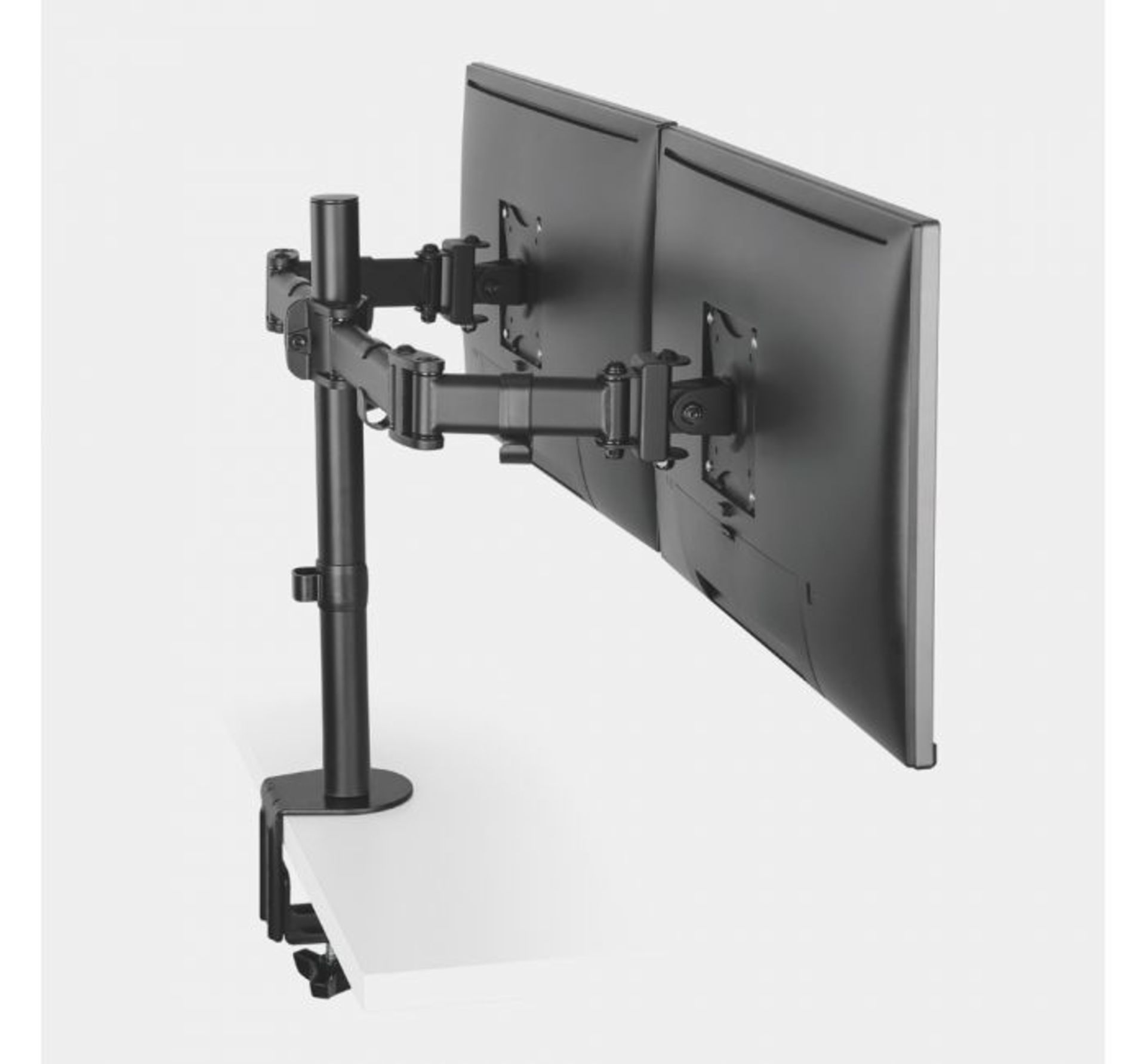 (HZ60) Double Arm Monitor Mount with Clamp Equipped with 90° tilt, 180° swivel and 360° rot... - Image 2 of 3