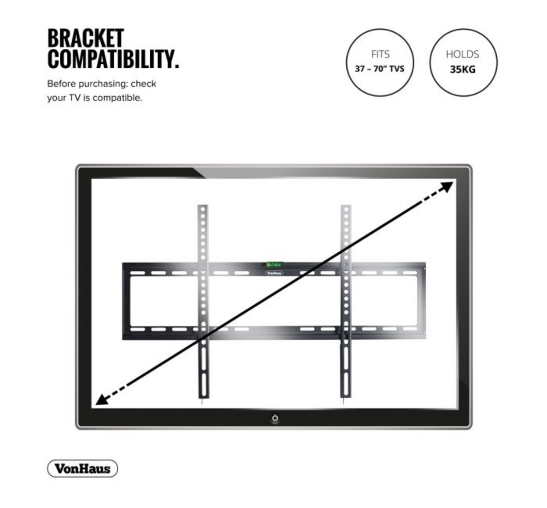 (HZ110) 37-70 inch Flat-to-wall TV bracket Please confirm your TV’s VESA Mounting Dimensions... - Image 2 of 3