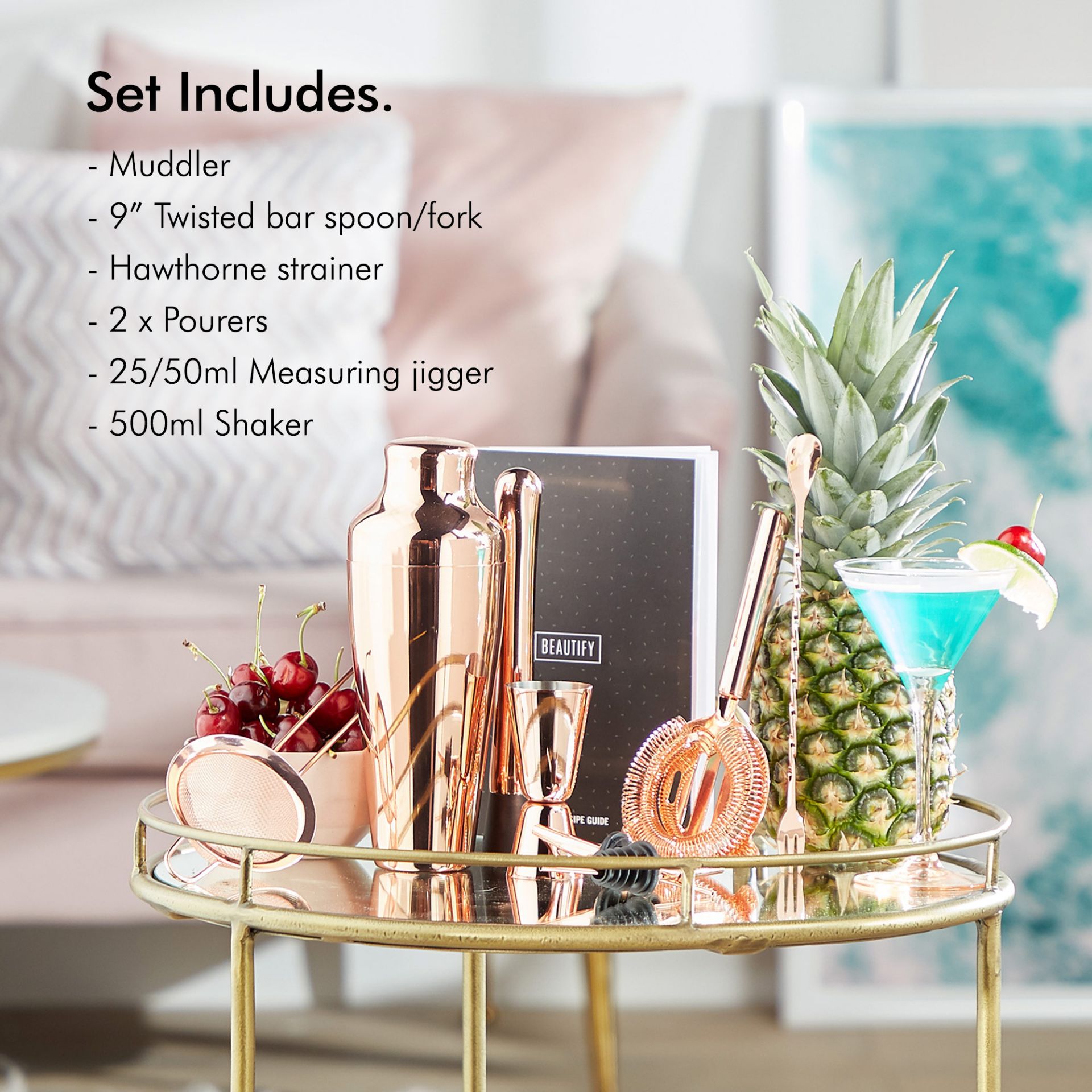 (HZ12) Copper Cocktail Making Set, 11 Piece Parisian Shaker Set Gift Rose Gold. THE SHOWP... - Image 2 of 3