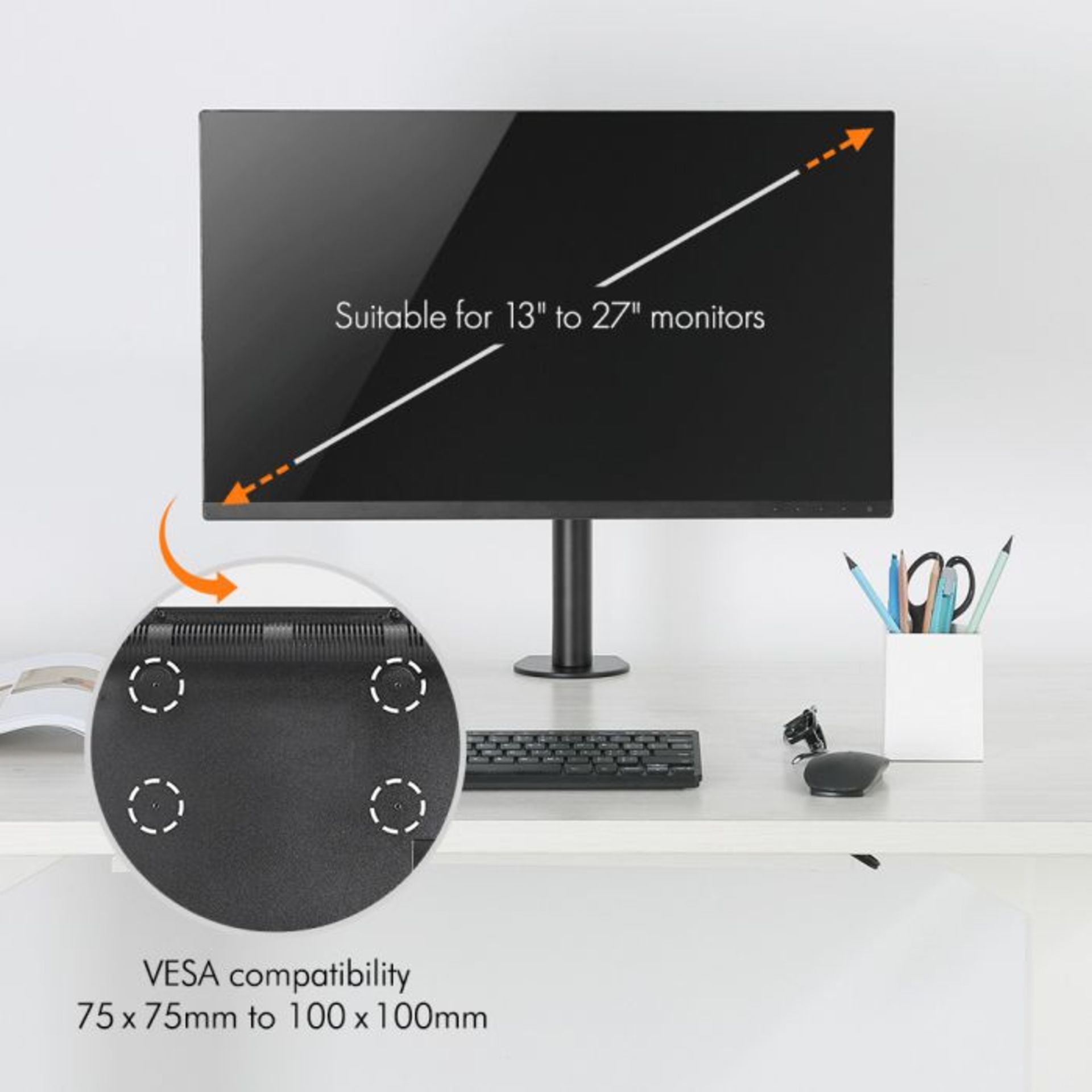 (V335) Single Monitor Mount with Clamp Equipped with 90° tilt, 180° swivel and 360° rotatio... - Image 3 of 4