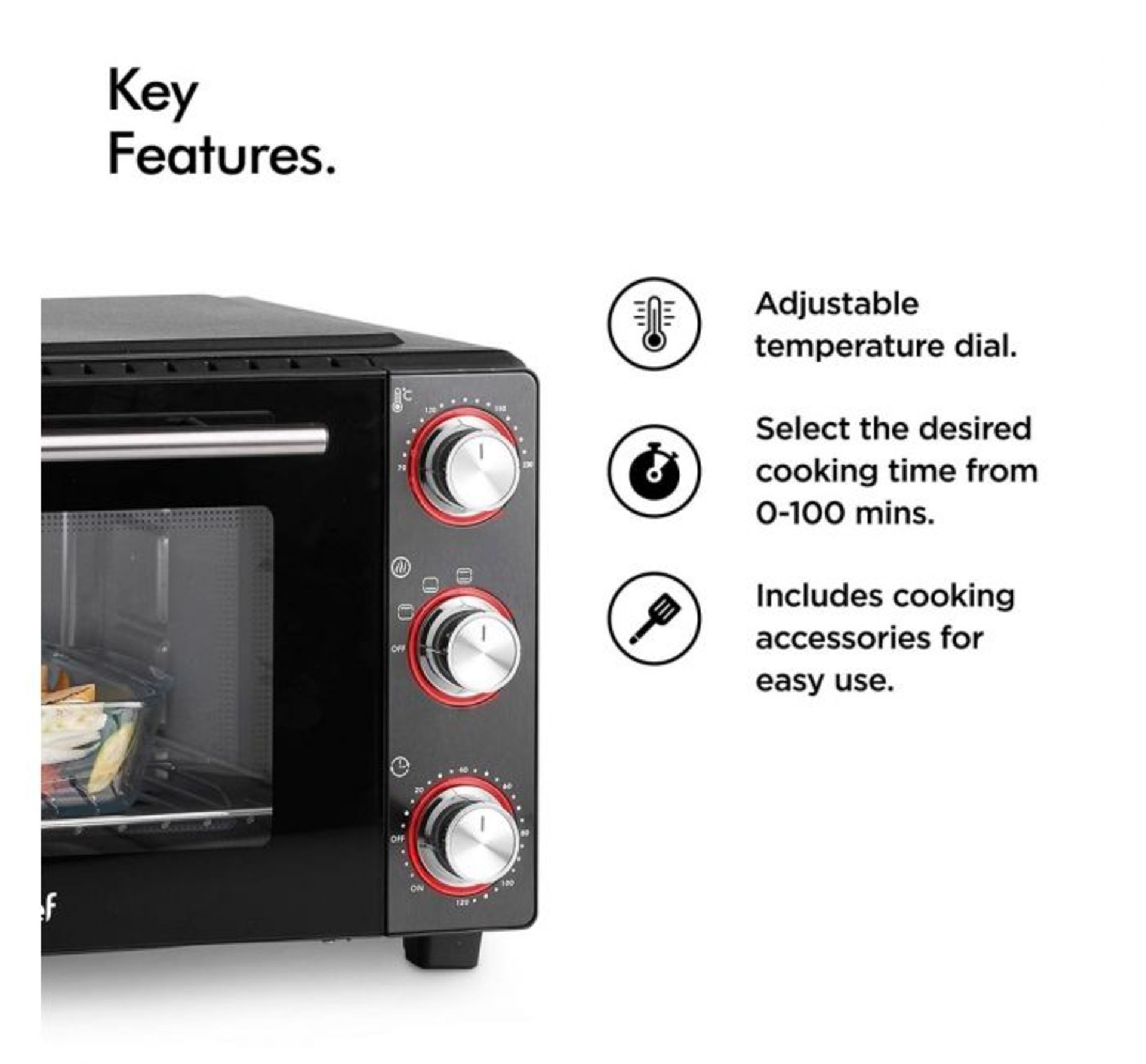 (HZ140) 28L Mini Oven Cooker & Grill 28L capacity and unobtrusive size makes it ideal for spac... - Image 3 of 3