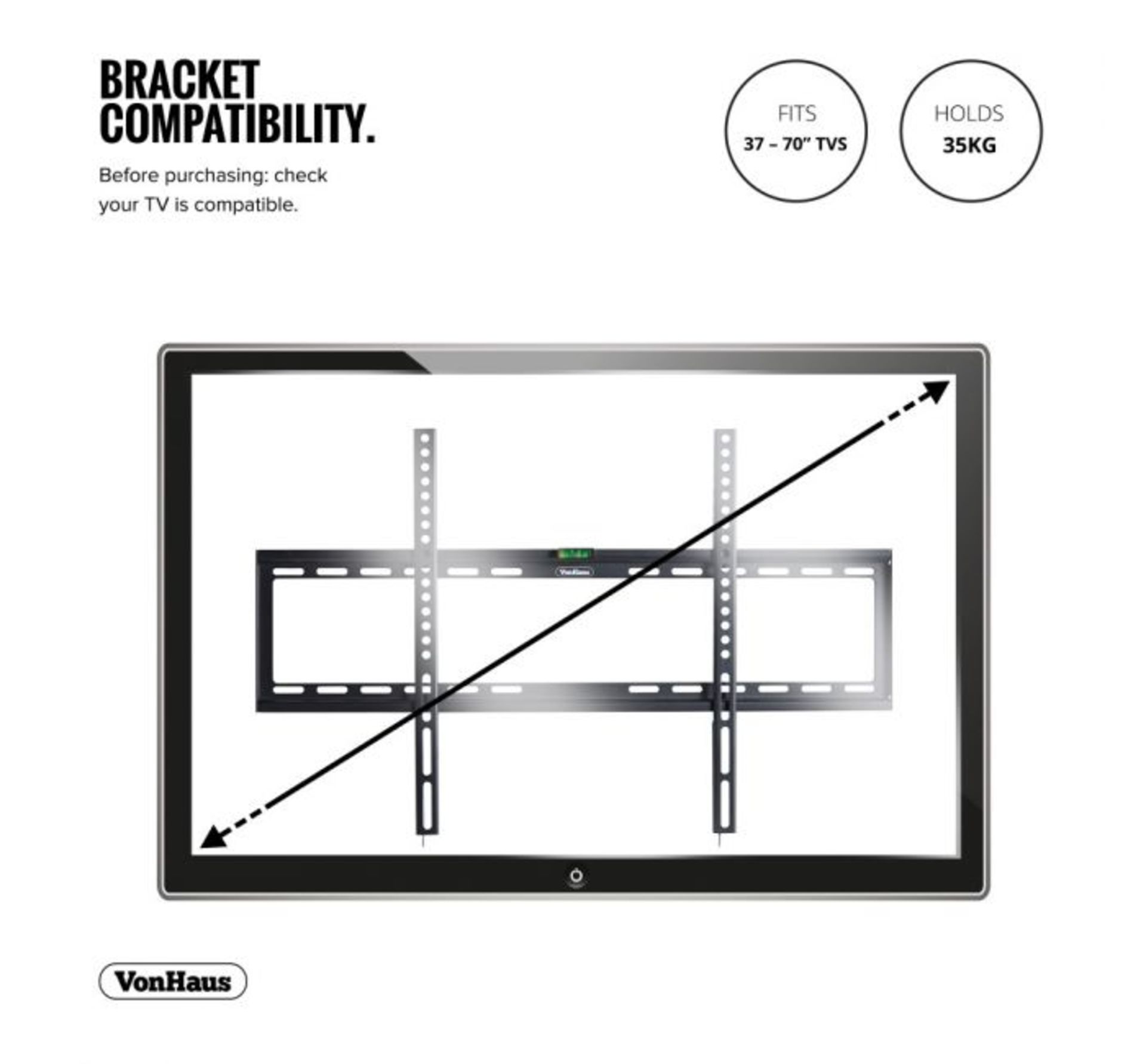 (HZ57) 37-70 inch Flat-to-wall TV bracket Please confirm your TV’s VESA Mounting Dimensions ... - Image 2 of 2