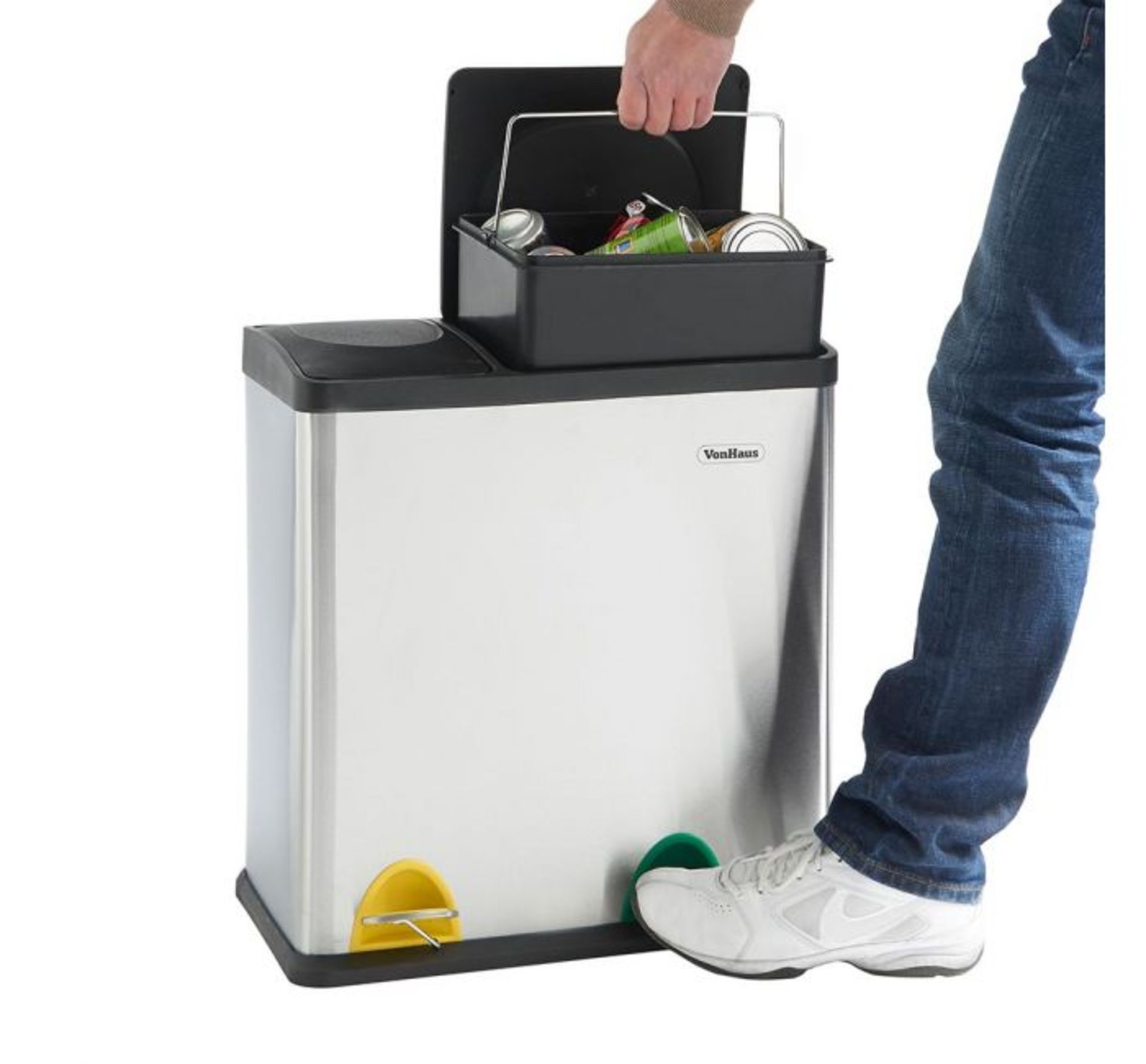 (HZ100) 36L 2 in 1 Recycling Bin Streamline your recycling routine! Suitable for general house... - Image 3 of 3