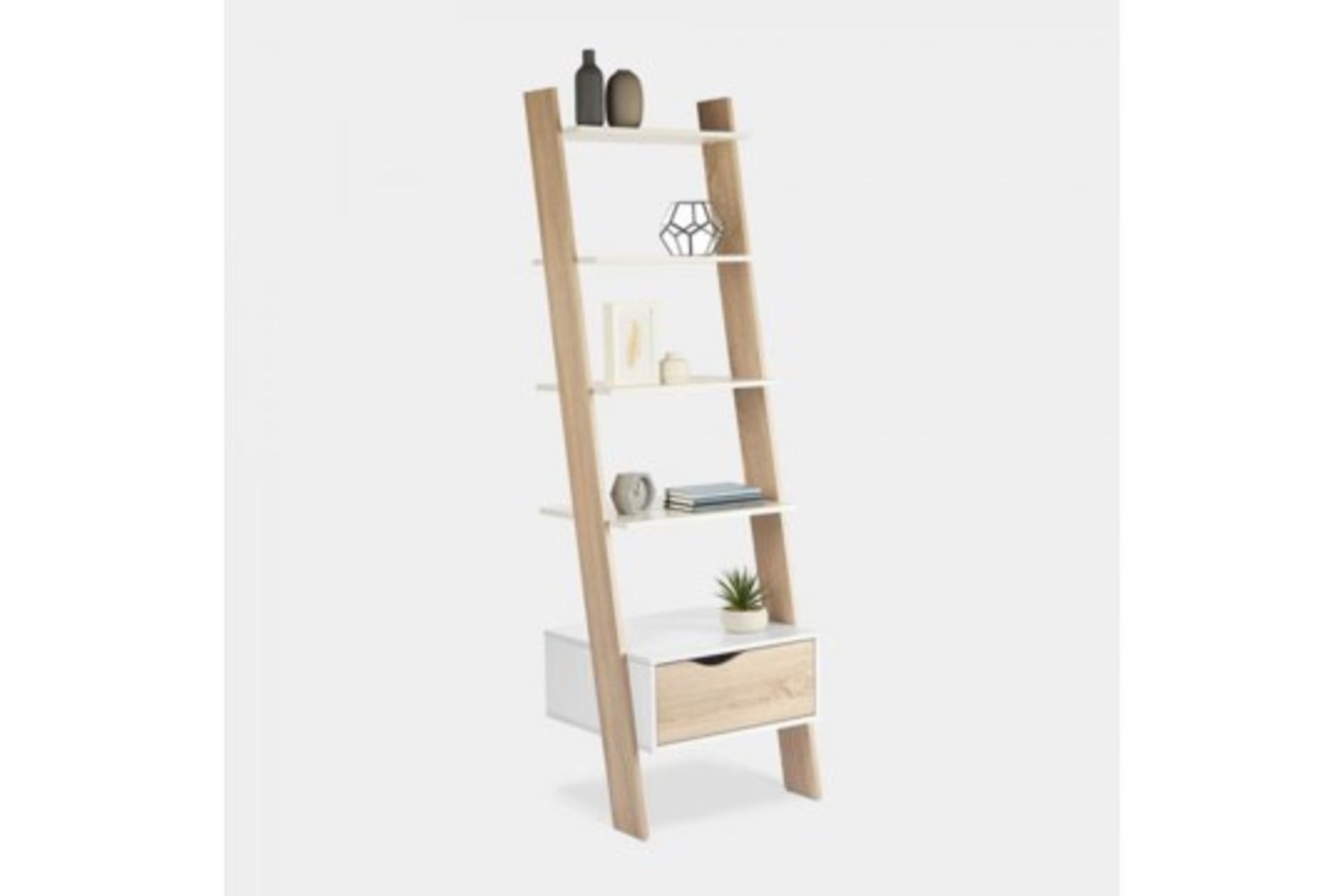 (S20) White & Oak Bookcase Charming light oak-effect accents add to the appeal 5-tier shelving ... - Image 2 of 3