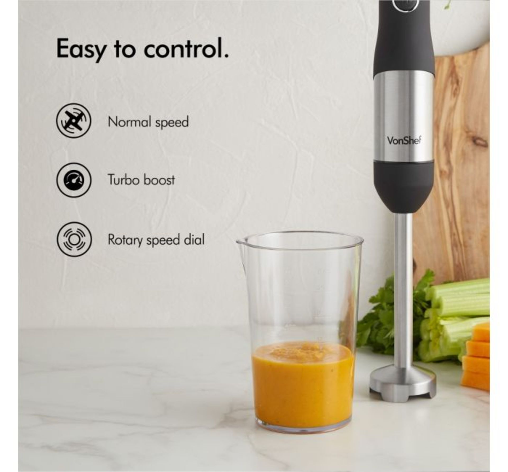 (HZ9) 800W 3 in 1 Hand Blender Set includes 500ml chopping bowl, 600ml beaker with blending bl...