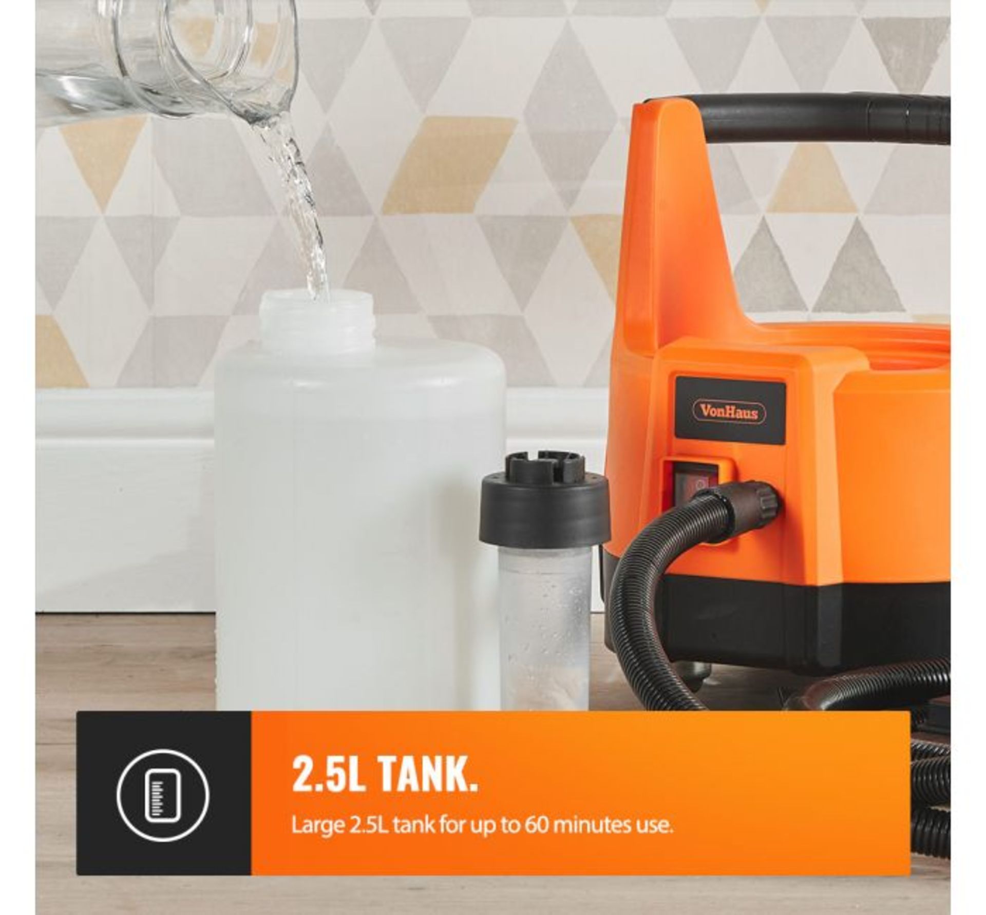 (F48) 1500W Wallpaper Steamer Features a detachable 2.5L water tank, heat-resistant hose and p... - Image 4 of 4