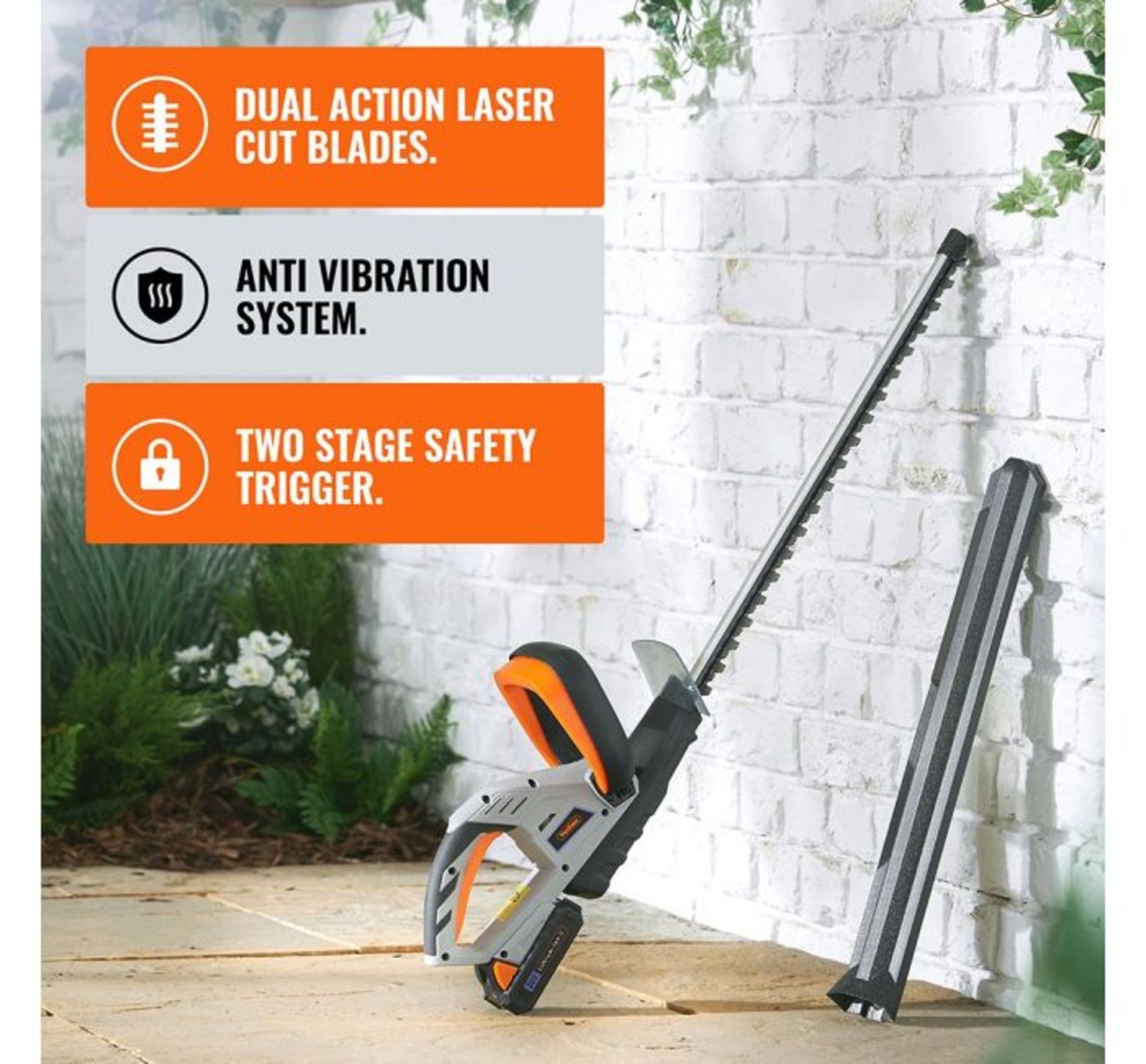 (F20) 20V Max. Cordless Hedge Trimmer 51cm dual action precision blades for fast cutting actio... - Image 3 of 4