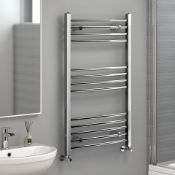 BRAND NEW BOXED 1200x600mm - 20mm Tubes - RRP £219.99. Chrome Curved Rail Ladder Towel Radiato...