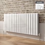 BRAND NEW BOXED 600x988mm Gloss White Double Flat Panel Horizontal Premium Radiator. RRP £624....