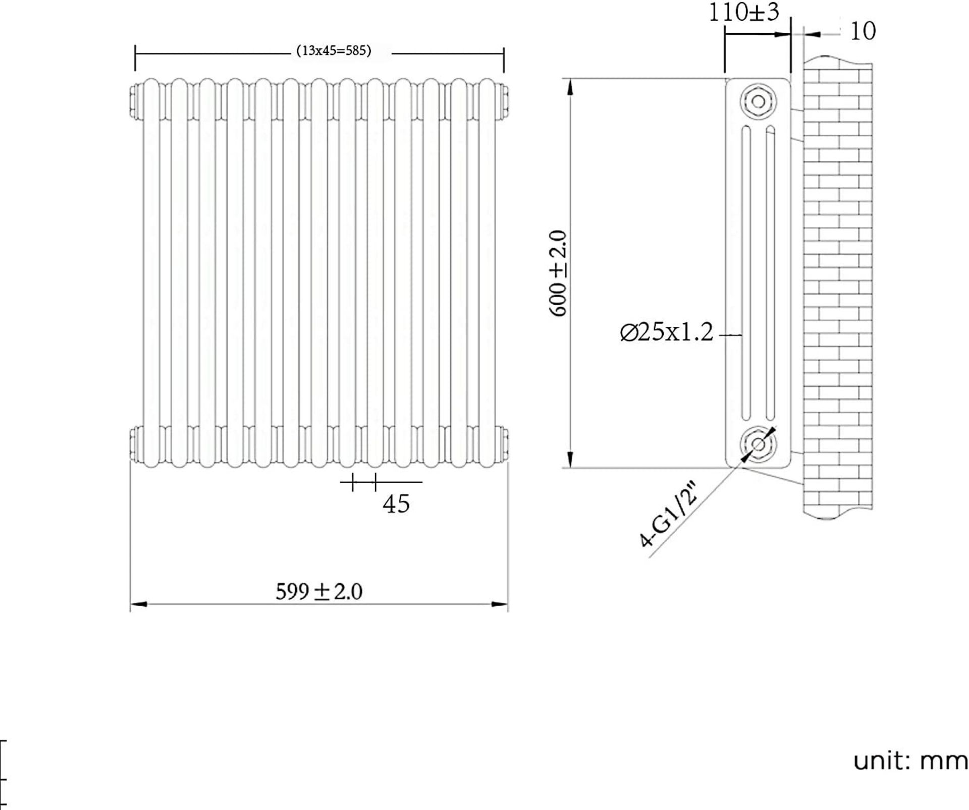 BRAND NEW BOXED 600x600mm Anthracite Double Panel Horizontal Colosseum Traditional Radiator. R... - Image 6 of 6