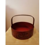 Shaker style basket trug wooden basket embossed hand painted