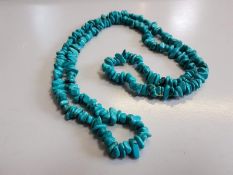 Turquoise Nugget Howlite Stone Necklace Vintage Antique