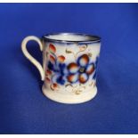 Antique Pottery Gaudy Welsh style Blue and floral Child's Tankard / Mug C.19th C
