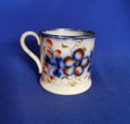 Antique Pottery Gaudy Welsh style Blue and floral Child's Tankard / Mug C.19th C