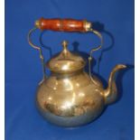 Indian Eastern Brass Kettle / Teapot Chased pettern, wooden handle.