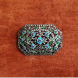 Art Deco Sterling Silver 925 Marcasite and Enamel Brooch Pin