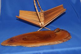 Vintage Wooden Folding Fruit Basket. Olive wood cheese board with carved mouse.