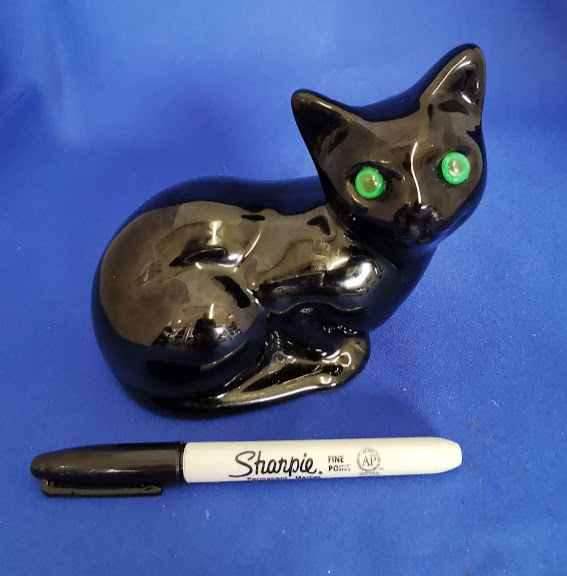 Vintage Retro Ceramic Black Cat with Green Eyes - Image 6 of 6