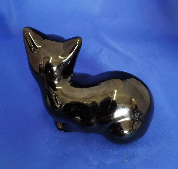 Vintage Retro Ceramic Black Cat with Green Eyes - Image 3 of 6