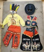 Vintage Wild West Costume Trousers Cowboys and Indians with gun and holster head set and hat