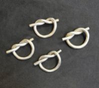 Vintage Silver Plated Knot Pretzel Bow Napkin Rings