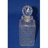 Square Hobnail design Edwardian Cut Glass Whisky Decanter