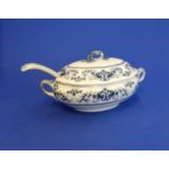 Rare Booths Royal Semi Porcelain Daisy Pattern Small Tureen and Ladle