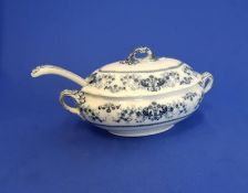 Rare Booths Royal Semi Porcelain Daisy Pattern Small Tureen and Ladle