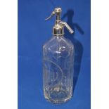 Vintage Soda Syphon Bottle British Syphon Sundew Etched Glass