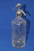 Vintage Soda Syphon Bottle British Syphon Sundew Etched Glass