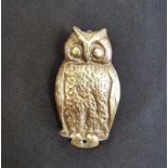 Vintage aged brass owl door knocker