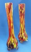 MURANO Style Multi-coloured Spatter Glass Specimen Vases (pair)