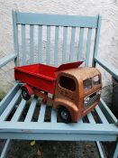 Vintage Triang Roadster Tipper Truck in rare gold and red Toy Collectible