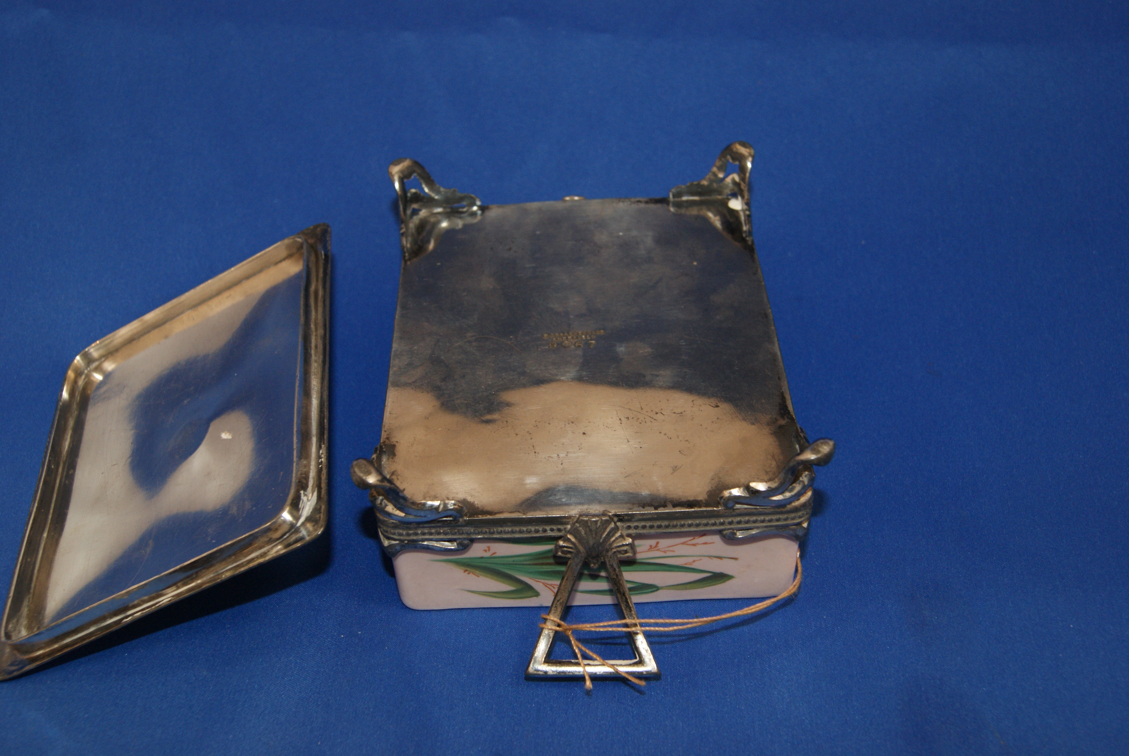 Antique R. Broadhead & Co silver plate and pottery sardine box. - Image 3 of 4