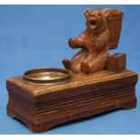 Black Forest Wooden Bear with Barrel Huntsman/Wood chopper Music Box