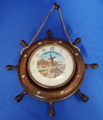 Vintage Kitsch Dutch souvenir clock nautical moving animated windmill tulips scene