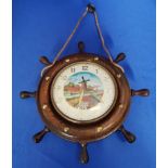 Vintage Kitsch Dutch souvenir clock nautical moving animated windmill tulips scene