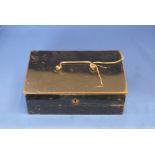 Vintage heavy metal lockable cash box with tray and key