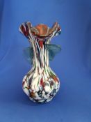 Spatter Glass End of Day Glass, Bohemian glass vase, hand blown, art glass