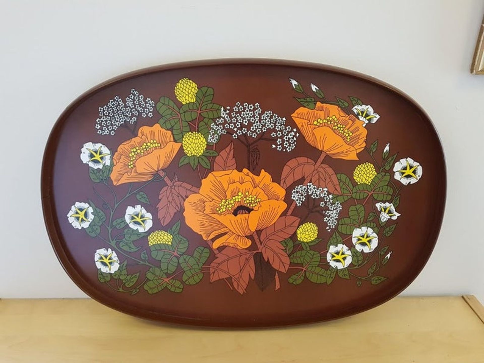 Vintage Retro 1970s Melamine Serving Tray Mid Century St Michael Flower Power