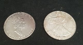 Collectable Coins USA .9999 Silver Dollar & Canada .9999 Silver 5 Dollar