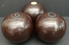 Vintage 3 x Henselite Crown Green Bowls In Henselite Carry Case