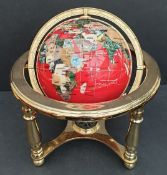 Collectable Agate and Brass 10 inch Globe Red Base Colour